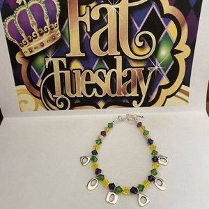 Mardi Gras Fat Tuesday Crystal Bracelet